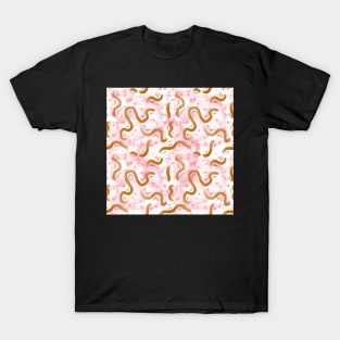 Pink Brown Line Pattern Boho Hipster T-Shirt